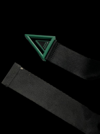 Vntage Bottega Veneta elastic Belt in Green/Black with triangle buckle| L44| SKU 4487