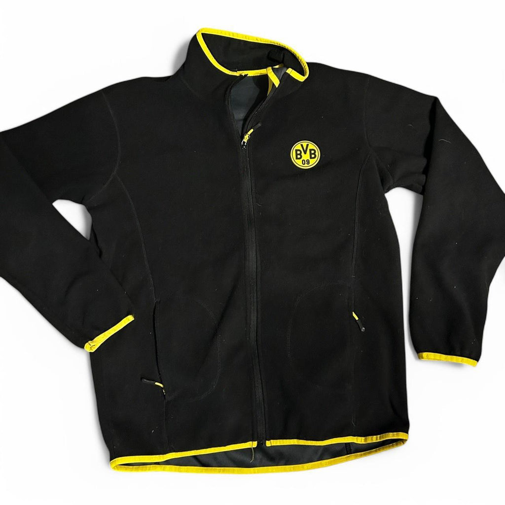 Dortmund Borussia fleeced Men UK L US Football Soccer Tracksuit Jacket Black Zip