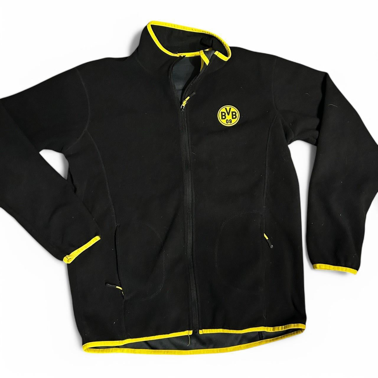 Dortmund Borussia fleeced Men UK L US Football Soccer Tracksuit Jacket Black Zip