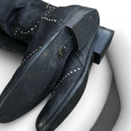 Women’s Black Leather Studded Over The Knee Moleskin Boots size Small 41/8 Sku 6773
