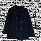 J Percy made in USA in sz L Navy peacoat with button-up closure, multiple pockets, and a classic, preppy style #preppy #wintercoat L 31 W20 AKU 6908