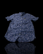 Lyle And Scott Vintage Mens Printed button up Through shirt Navy Pool Print 