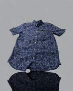 Lyle And Scott Vintage Mens Printed button up Through shirt Navy Pool Print 