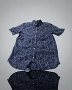 Lyle And Scott Vintage Mens Printed button up Through shirt Navy Pool Print 
