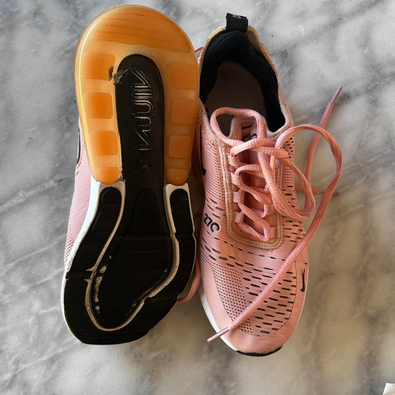 USED NIKE AIR MAX 270 SNEAKERS WOMEN SIZE 5.5 STARDUST PINKCORAL AH6789-600 SKU 6991