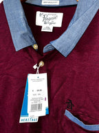 Original Penguin men's polo shirt in a burgundy color with a blue placket