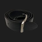 Vintage mens black leather squared buckle belt