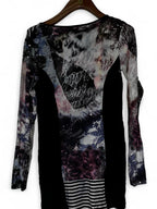 Black and purple tie dye striped long sleeve top with sequins #boho uk size 10  L 30 W15 sku 7017