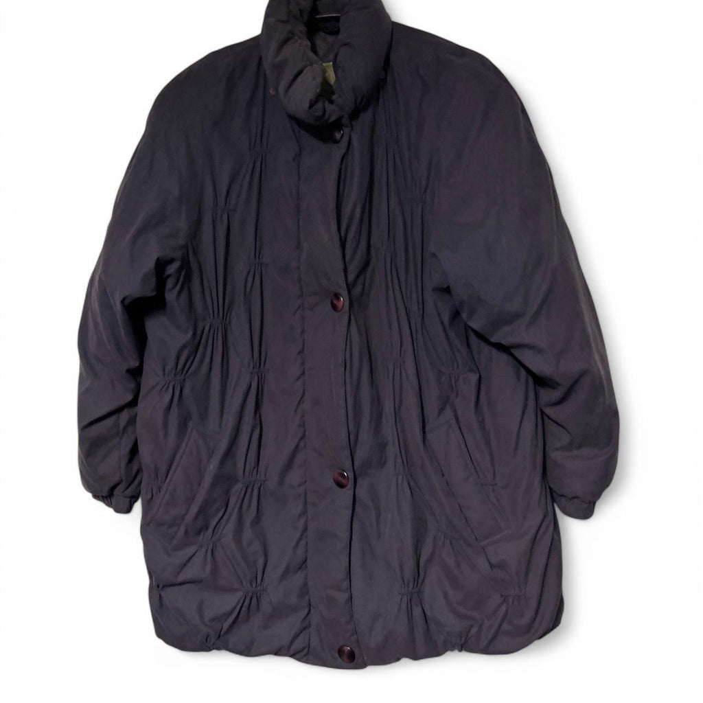 Vintage Women's UK Size 13 Taupe Grey & Purple Lightweight Padded Puffer Jacket, Size L - SKU 6930