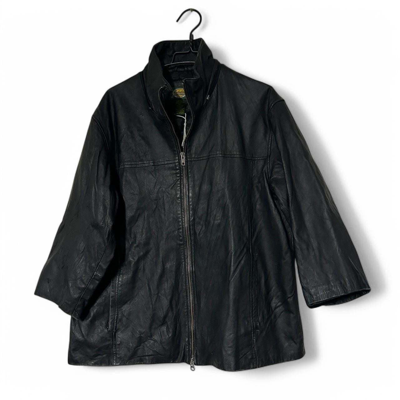 Vintage women’s Black Cabela's leather jacket #leatherjacket in xxl l 28 w 21 SKU 6879