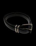 Vintage mens black leather square buckle belt size M
