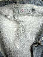 Uotta Lady Fleece Lined blue Denim white faux fur Thick Hooded winter Jacket L31W31 in M/L SKU 6945