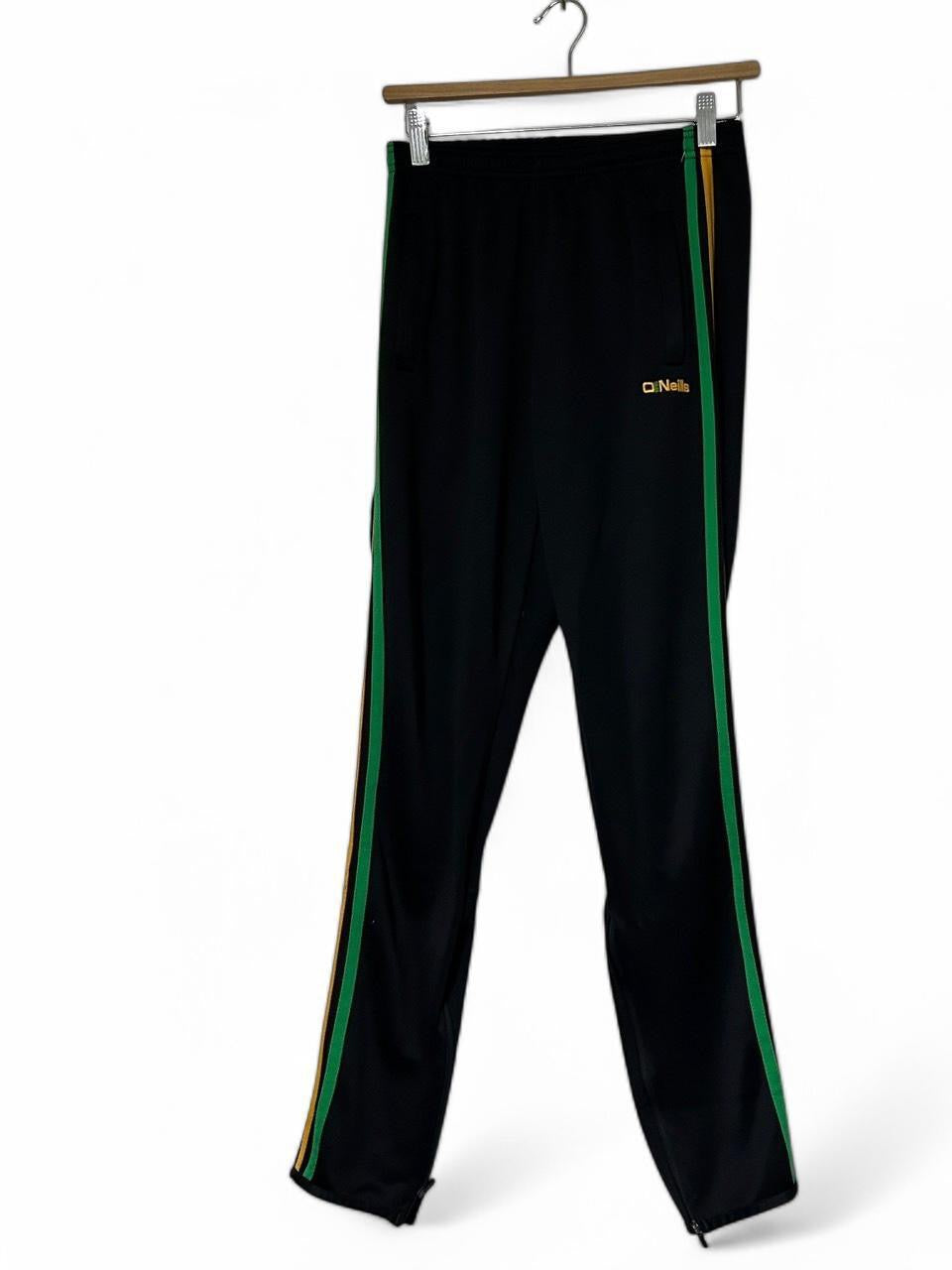 O'Neills black and green GAA training joggers#GAA