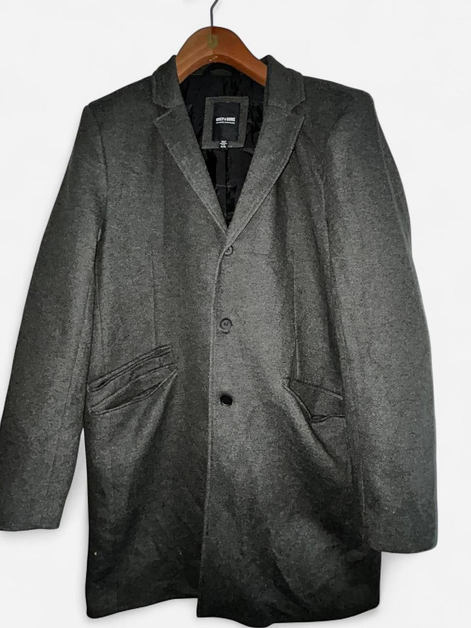 Grey Only & Sons wool blend overcoat #wintercoats in XL collar 39  pit to pit 24 7062