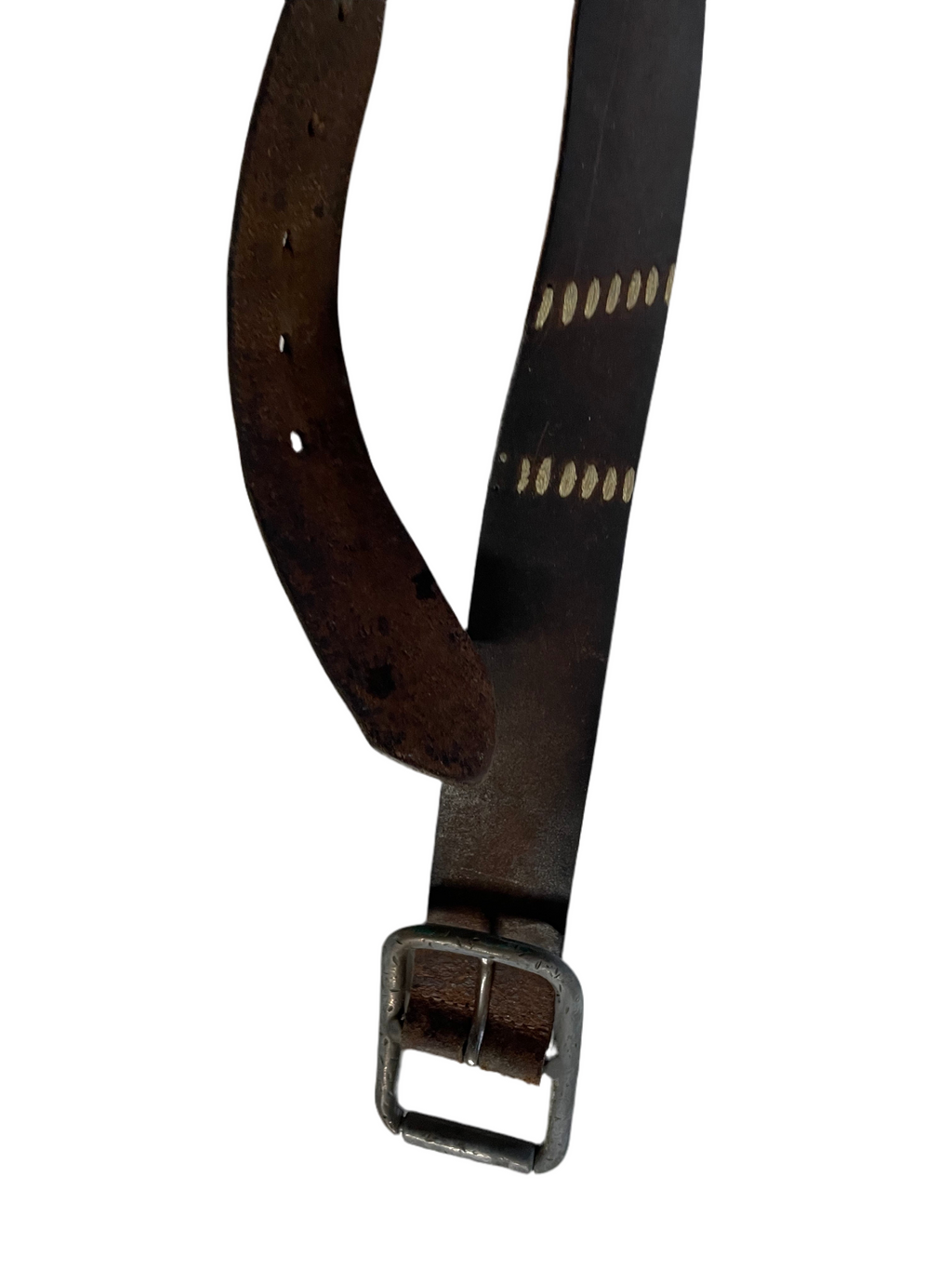 Vintage Genuine brown leather army buckle belt | L 37| SKU 4479