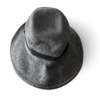 Grey wool felt fedora hat with black ribbon accent #feltfedora sku 6809