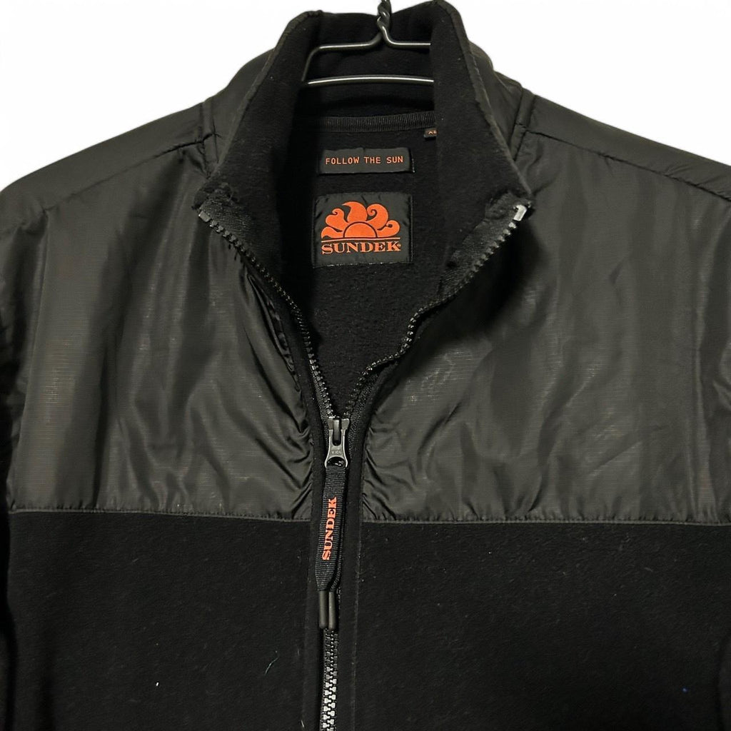 Sundek Black zip-up fleece jacket with red accents #fleecelove L29 W20 sku 6890 in xs