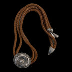 Rubynee Vintage y2k Brown faux leather bracelet with silver pendant