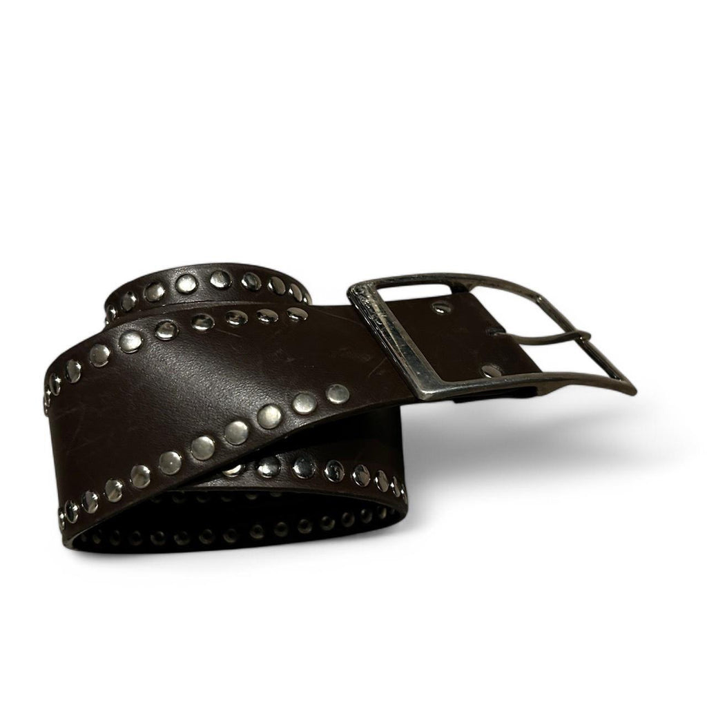 Genuine Vintage Retro Circle Studded Leather Belt -  buckle women’s M:L 32 inches
