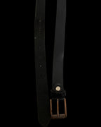 Vintage hand made in itlay black leather mens belt