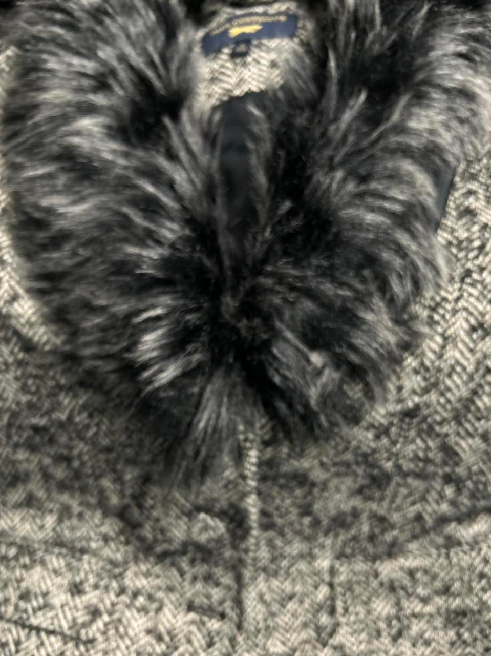 Paul Costelloe Womens Grey tweed button neck faux fur wool Blazer Size M L27W19 SKU 6947