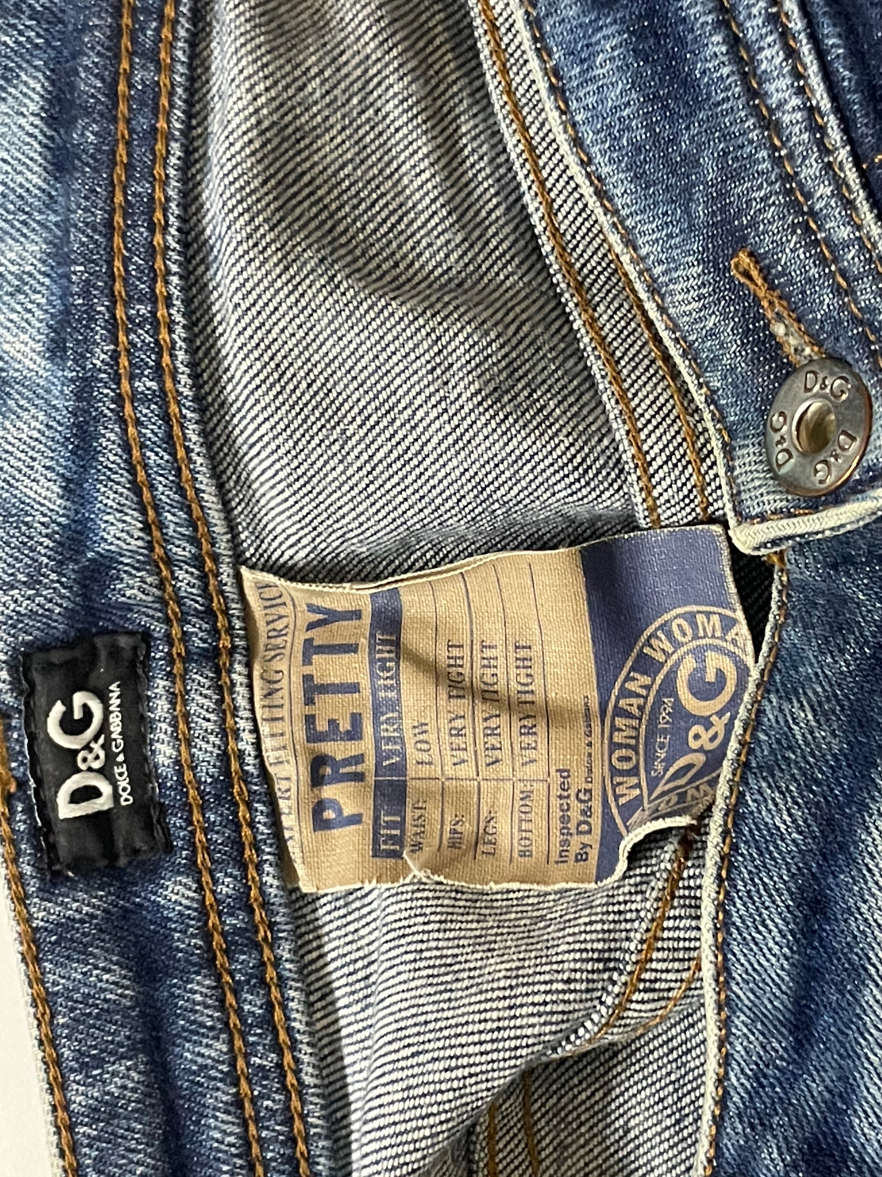 Y2K Vintage Dolce & Gabbana Low Rise Skinny Jeans Dolce & Gabbana Women's Navy and Blue Jeans W34 L29 |SKU 4259