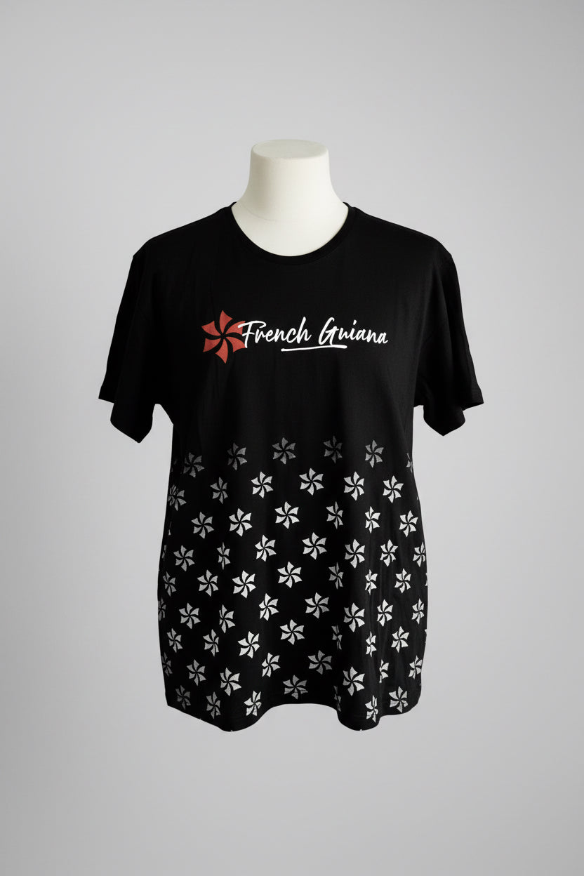 Black Art of Fight graphic t-shirt with French Guiana design #MMA collar to hem 31 pit to pit 23 sku 7057