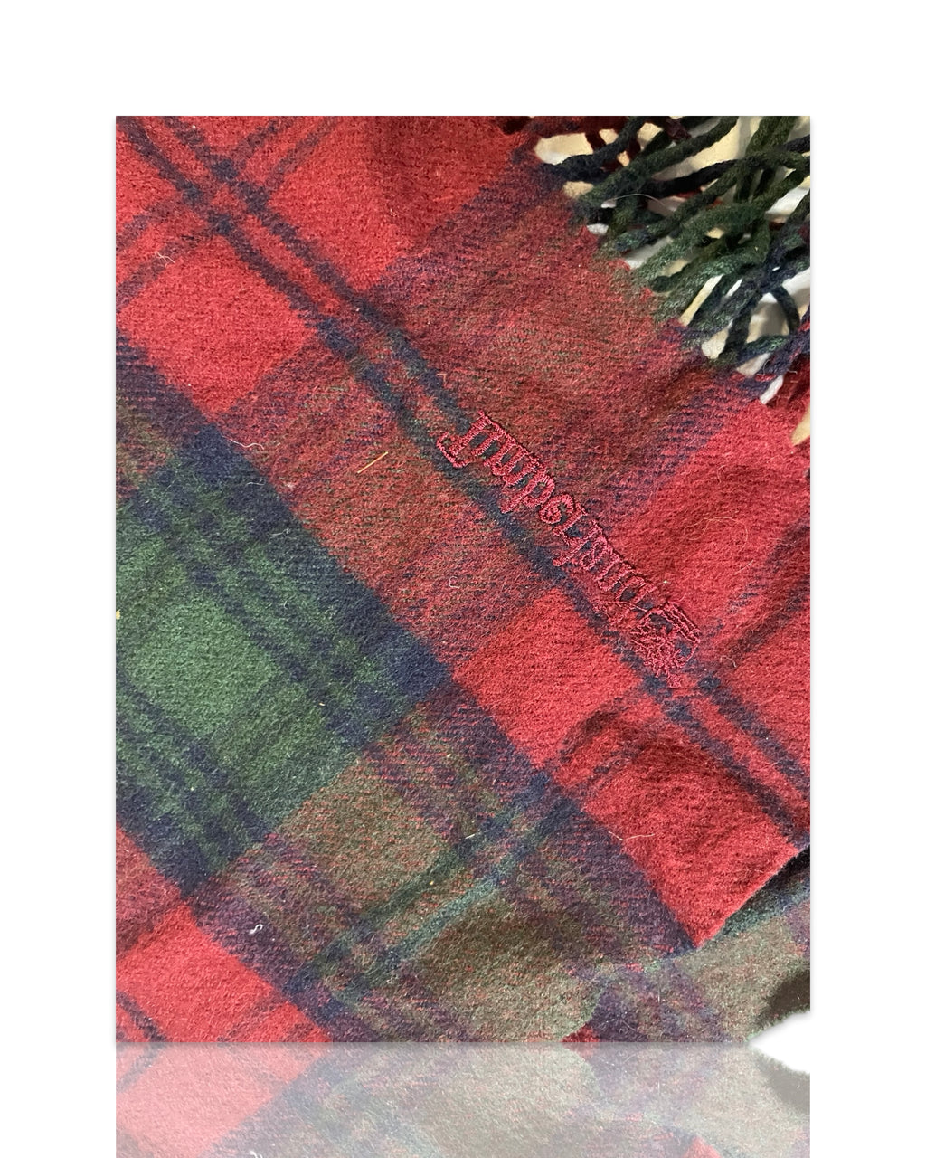 VTG  Lambswool Red Tartan Plaid Scarf Timberland|SKU 4198