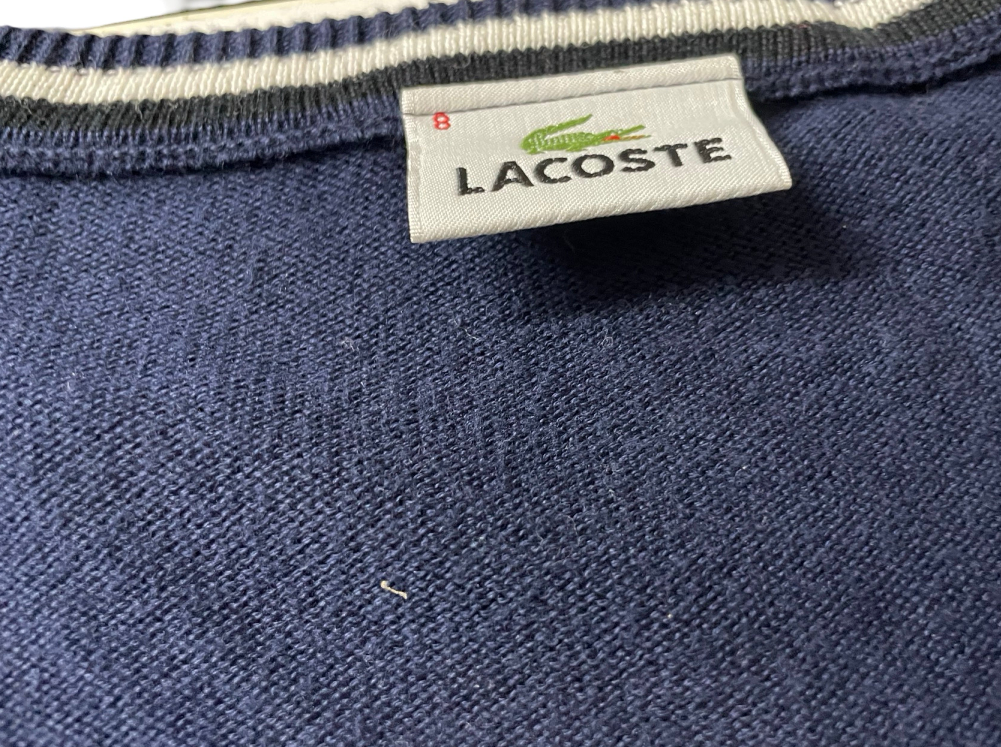 Lacoste vintage men’s v-neck sweater pullover size XXL navy SKU |4277