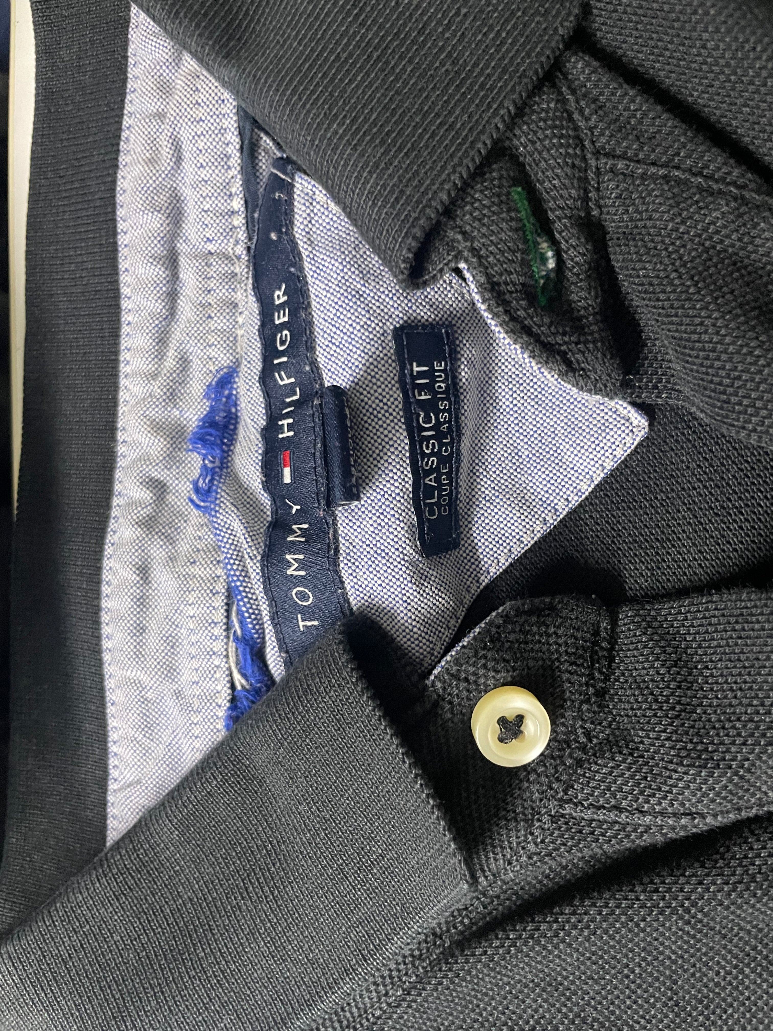 Vintage Tommy Hilfiger Black Polo Mens L, 90s Tommy Classic Polo Shirt, Preppy Black Short Sleeve Polo L 32 W 22 SKU 4163
