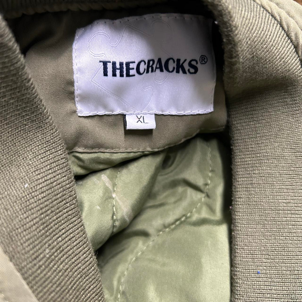 Mens Womens The crack Army Green Canvas Bomber Flight Jacket, Size  XL  SKU 6917