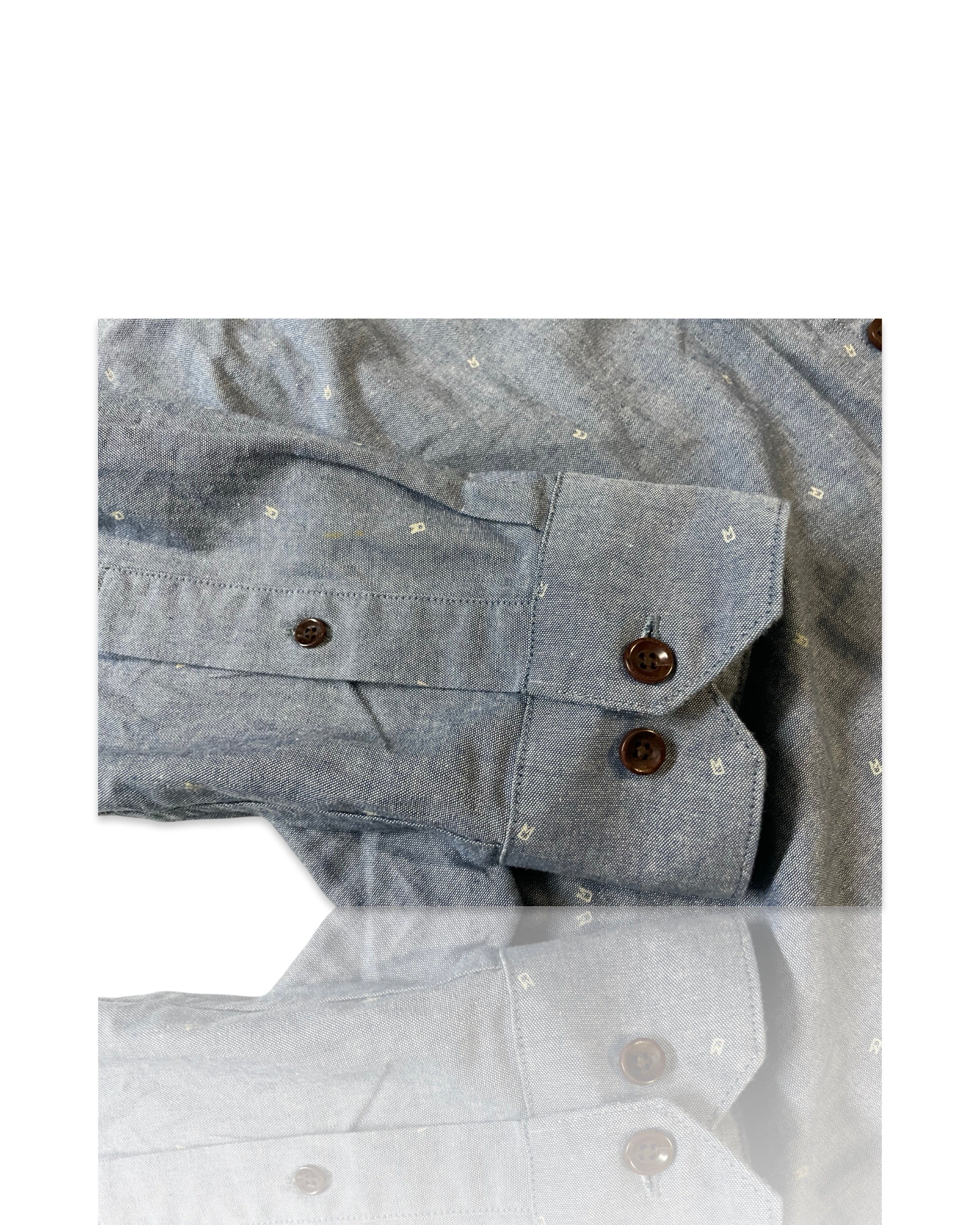 Farah Vintage Blue Pattern Slim Fit Collared Shirt Size L Embroidered|SKU 4184