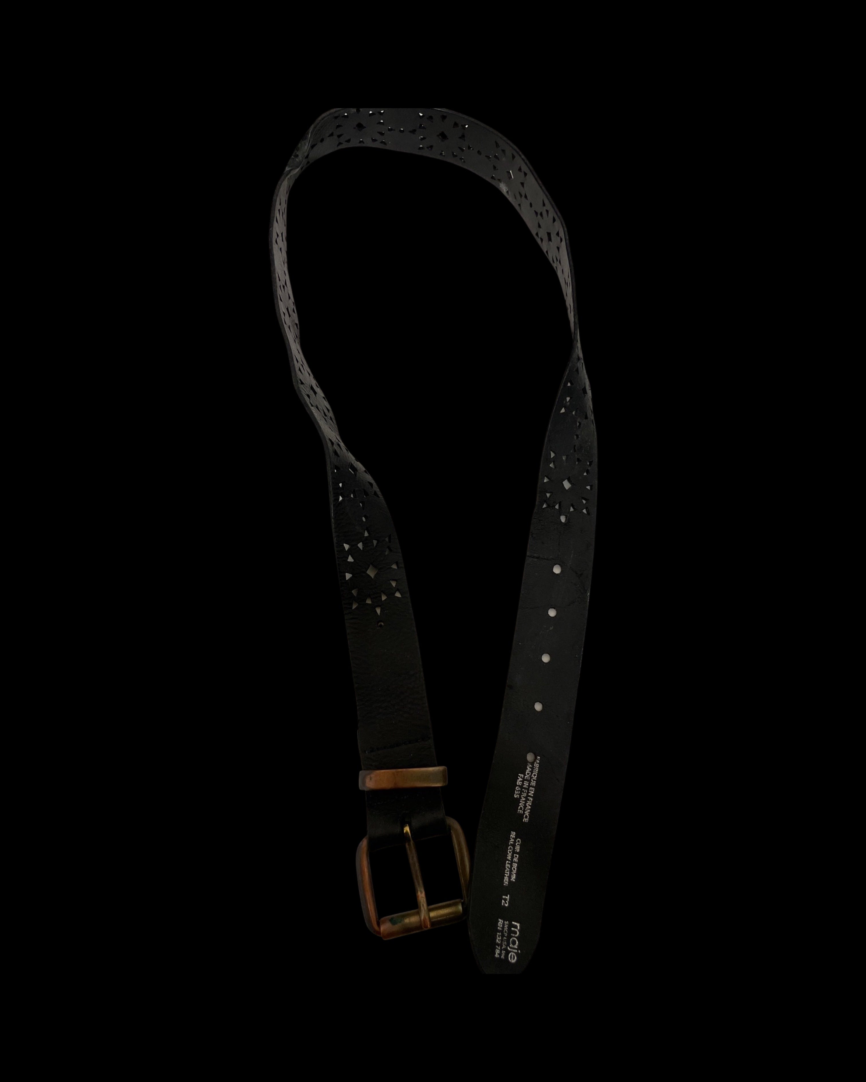 Vintage Maje black leather mens belt