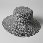 A gray large brim floppy paper hat designed for summer wear.