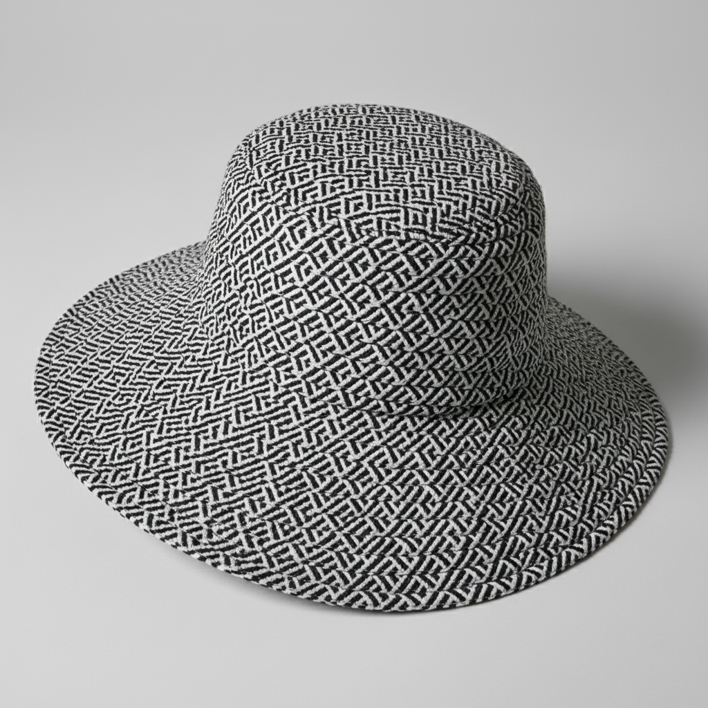 A gray large brim floppy paper hat designed for summer wear.