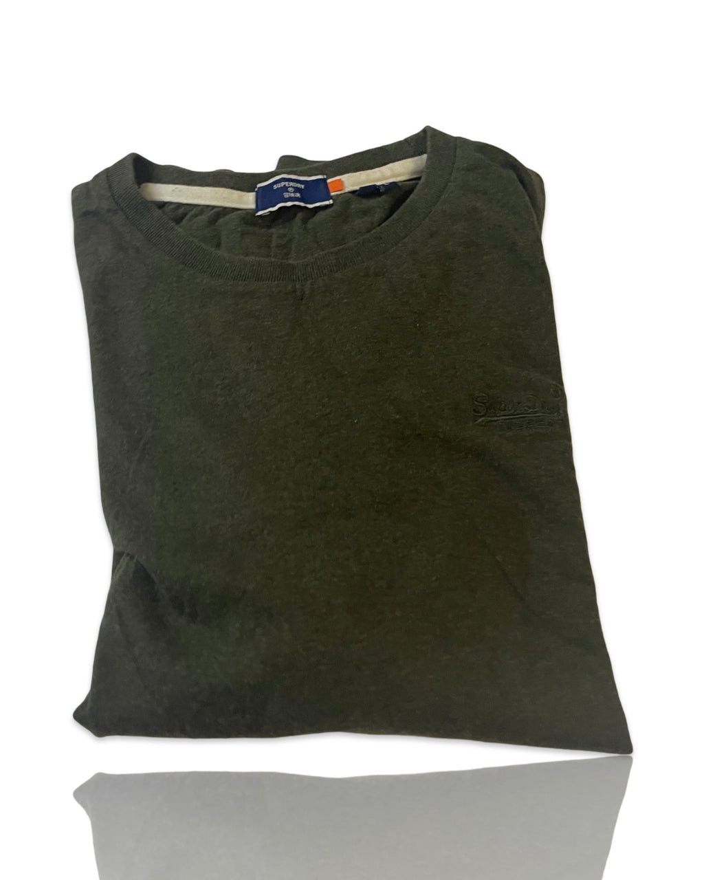 Superdry Vintage Embroidered Long Sleeve Knit T-Shirt Green Grit Men's Size L|SKU 4171