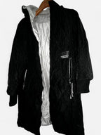 Women’s Black Down Padded Coat size XL Womens Full Zip Long Puffer Jacket Hooded