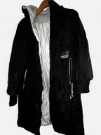 Women’s Black Down Padded Coat size XL Womens Full Zip Long Puffer Jacket Hooded