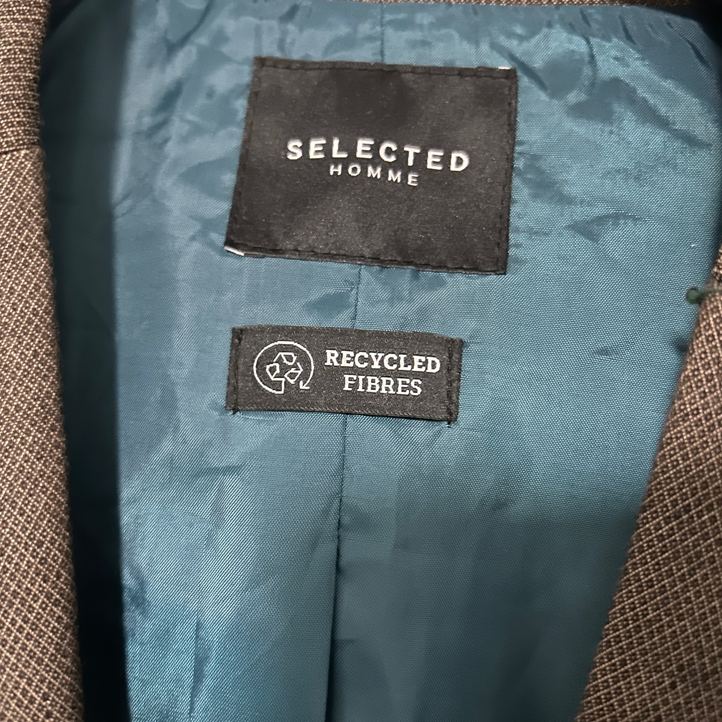 Selected homme Slim Mylobill Camel Structure Blazer Brown  blazer with blue lining #linenblend L32 W22 sku 6883 in size L