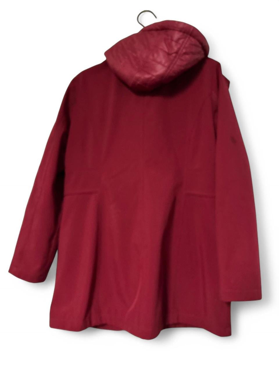 French Connection Womens Red Parka Jacket / Fleece Lined 2 Layers Coat Size XL