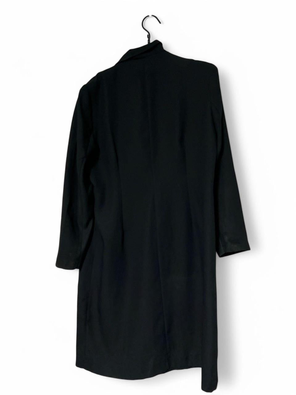 Women's Statement Black Finest Blazer Dress UK 16 Long Sleeve Button Up Dress Jacket L44 W21