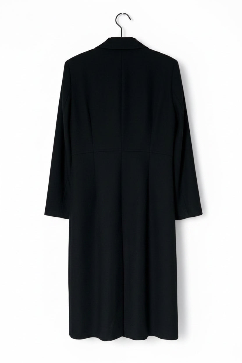 Women's Statement Black Finest Blazer Dress UK 16 Long Sleeve Button Up Dress Jacket L44 W21