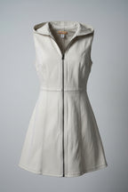 Urban outfitters Cream zip-up hoodie dress with stretchy material, zipper and hood #hoodiedress L 29 W 11 is size XS SKI 7022