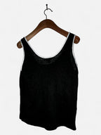 Black tank top with white trim #gothvibes #grungefashion collar to hem 24 pit to pit 15 sku 7066