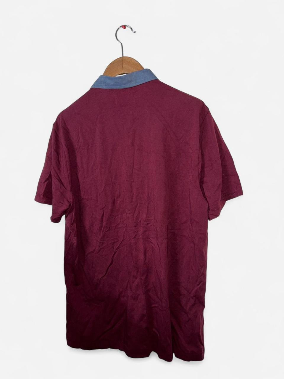 Original Penguin men's polo shirt in a burgundy color with a blue placket
