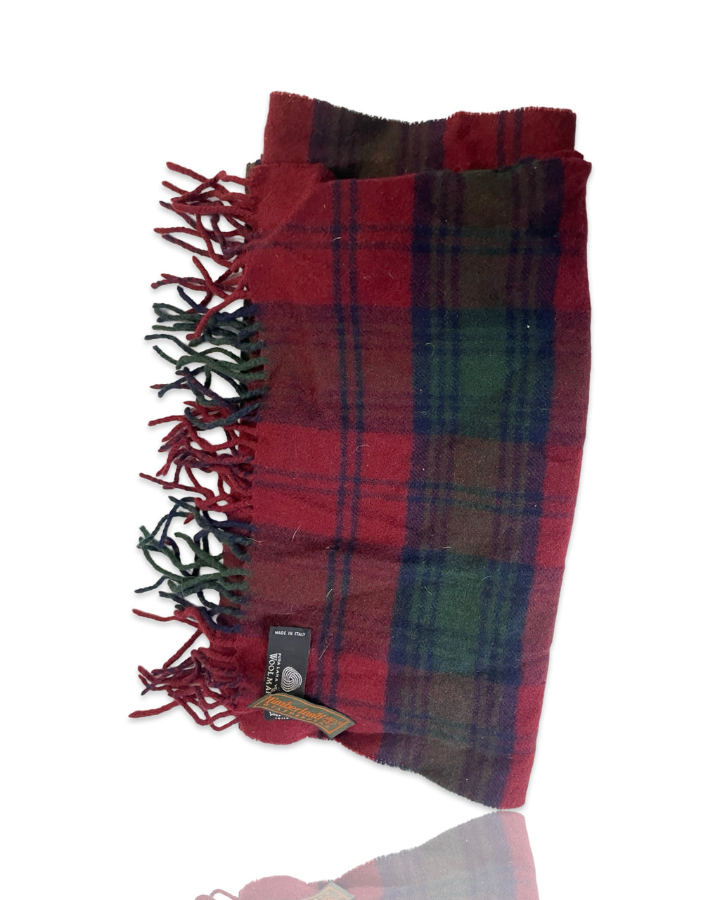 VTG  Lambswool Red Tartan Plaid Scarf Timberland|SKU 4198