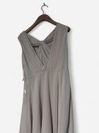 Women’s coach tan brown floral embroidered shorts maxi dress with open back, 