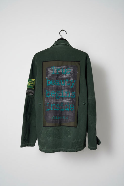 " Unisex Ayios Navy Green Street wear Jacket Made In Greece With Unique Distressed Look L32 W22 in L/XL SKU 6915"