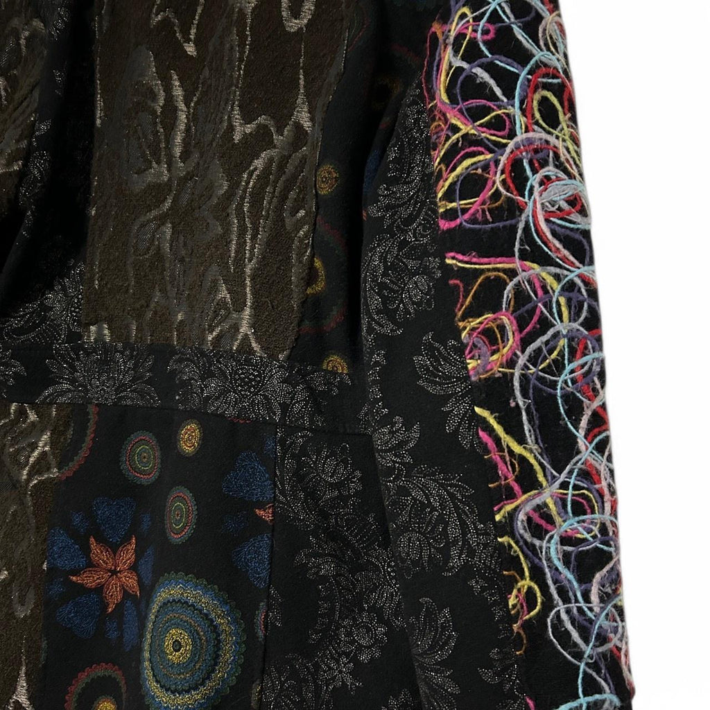 Made in Italy Black and multi-coloured Italian wool coat with a touch of boho flair #bohostyle #wintercoat one size 3XL L 38 W21 SKU 6892