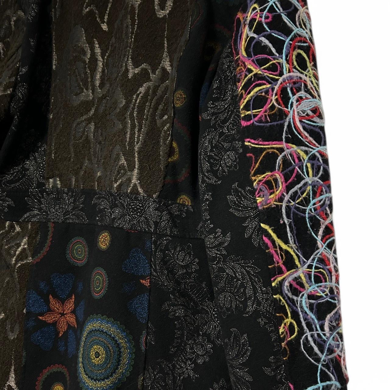 Made in Italy Black and multi-coloured Italian wool coat with a touch of boho flair #bohostyle #wintercoat one size 3XL L 38 W21 SKU 6892